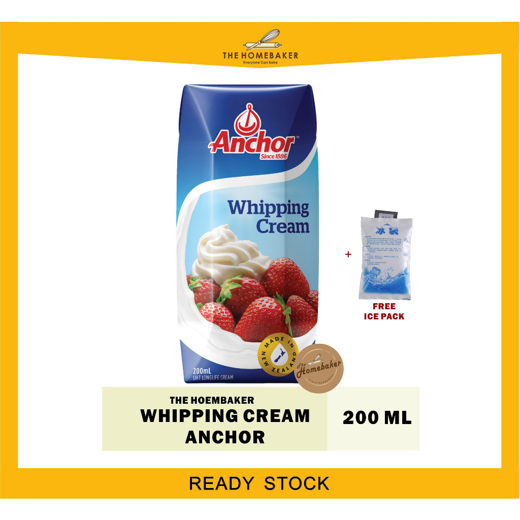 [READY STOCK] ANCHOR WHIPPING CREAM 200ML / WHIPPING CREAM / BAKING / COOKING/ HomeBaker/Halal