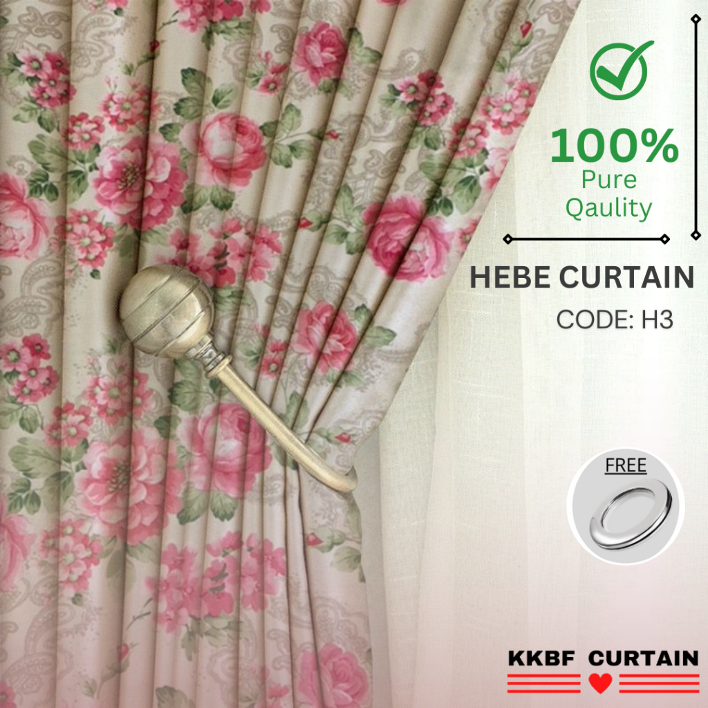 Hebe Curtain (RING) Langsir Bercorak Bunga (15 Corak)/Langsir Tingkap ...