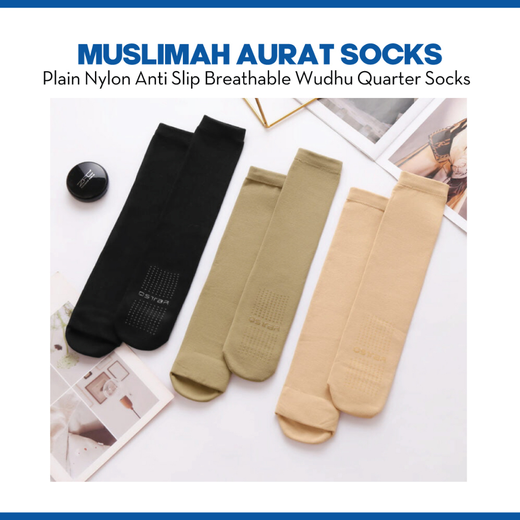 Gildan X Anti Slip Wudhu Socks Stoking Sock Perempuan Wudhu Aurat Hijap