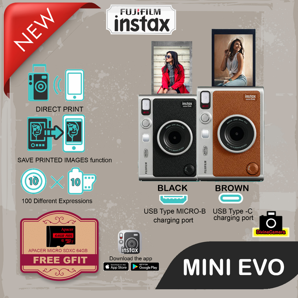 FUJIFILM INSTAX MINI EVO/ Hybrid Instant Camera/ INSTAX WIDE Evo ...