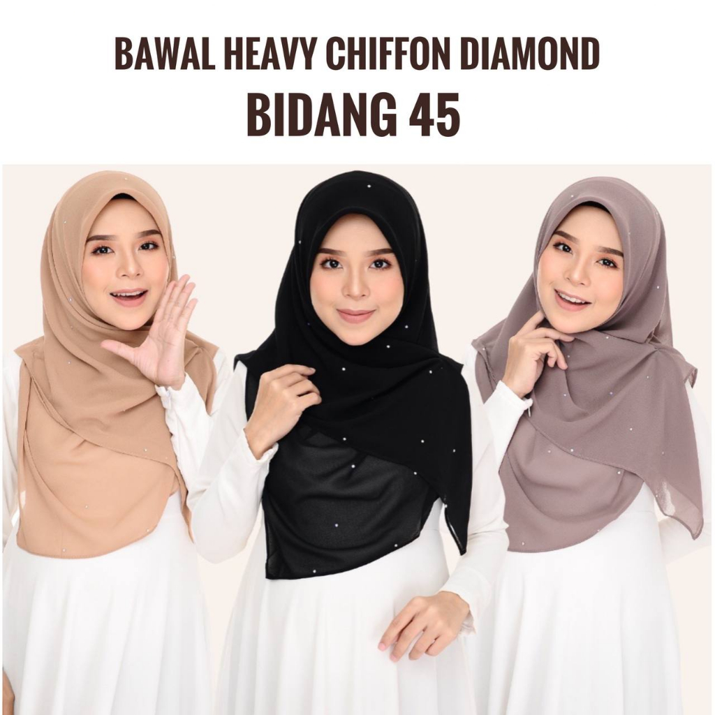 🔥NEW🔥 B45 BAWAL HEAVY CHIFFON DIAMOND BIDANG 45 [ BAWAL BATU TABUR ...