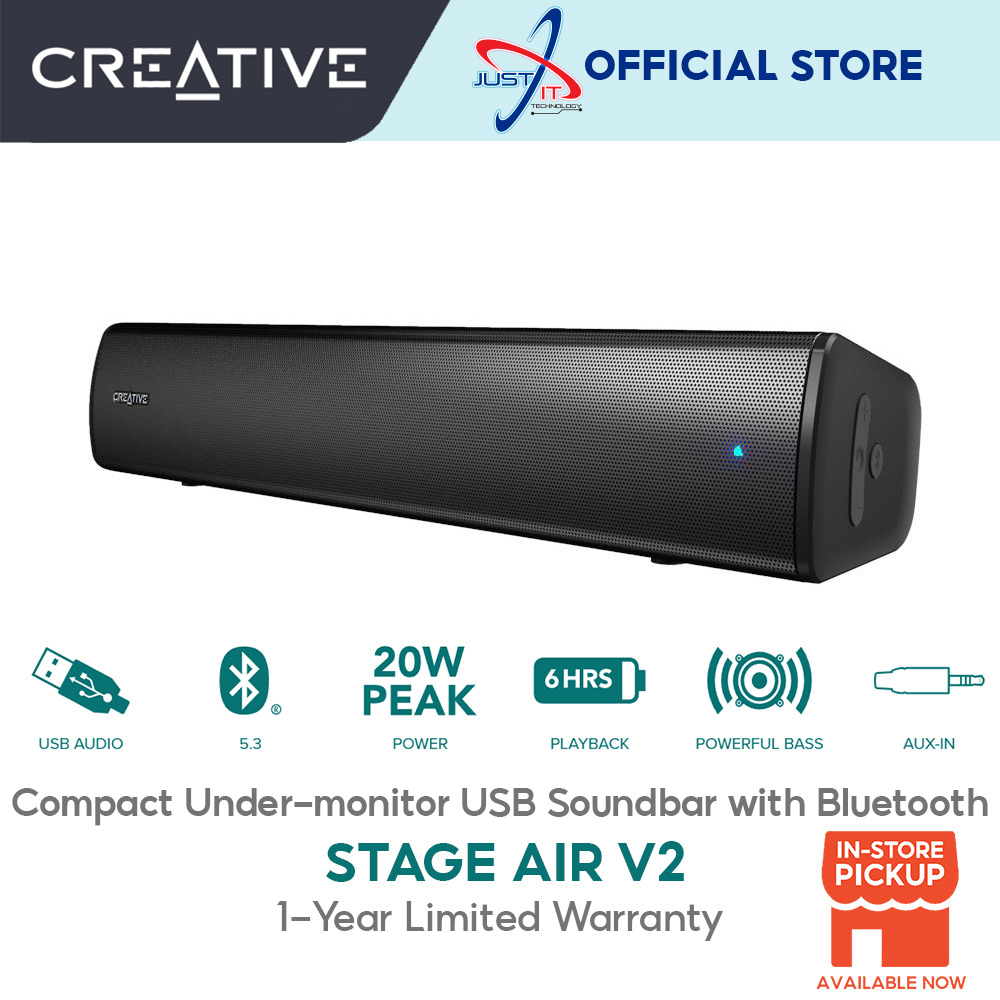 CREATIVE STAGE AIR V2 Compact Undermonitor USB Soundbar with Bluetooth