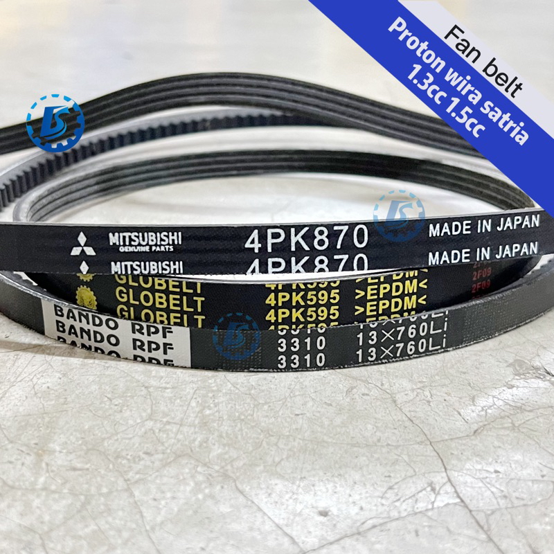 Proton Wira Satria 1.3 1.5 Fan Belt Power Steering Air cond Alternator Belt 4PK870 4PK595 3310