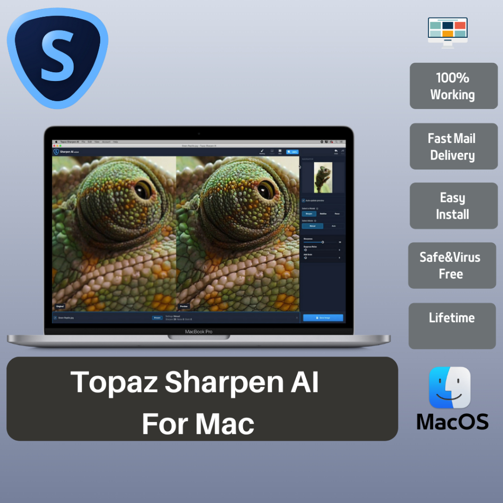 Topaz Sharpen AI 3.3.0 Lifetime for Intel and M1 Chip Apple Silicone MacOs/Macbook/Mac Software