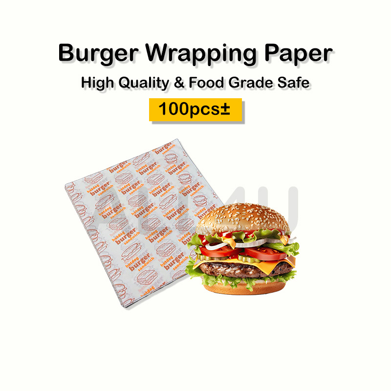 Paper Burger [100pcs±] Burger Wrapping Wrapper Sandwich Wrapper Kertas