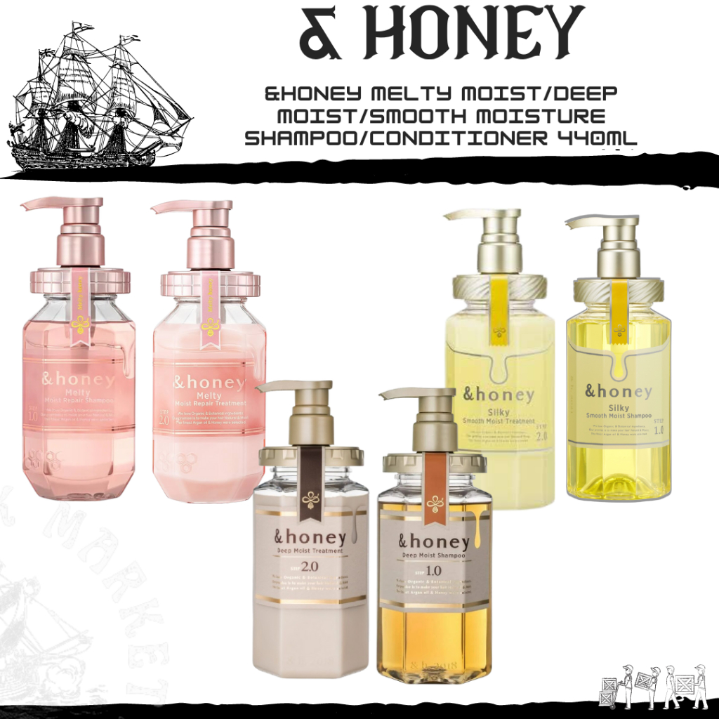 &Honey Melty Moist/Deep Moist/Smooth Moisture Shampoo/Conditioner 440ml Shopee Malaysia