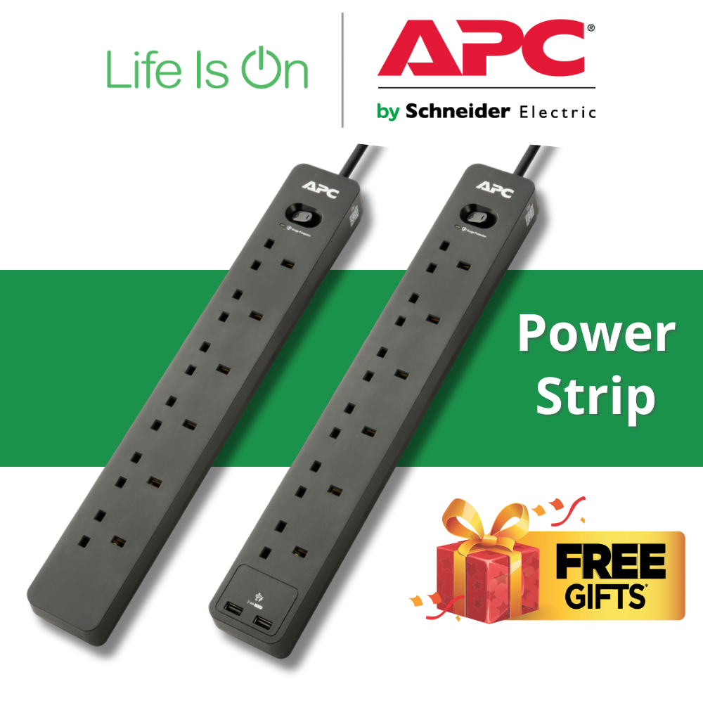 APC PME6BUK / PME6U2BUK (2USB Port) 6 UK Plugs Power Strip Surge