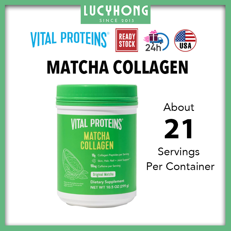 Vital Proteins Matcha Collagen Peptides Powder Supplement, Matcha Green Tea Powder, 299g (21