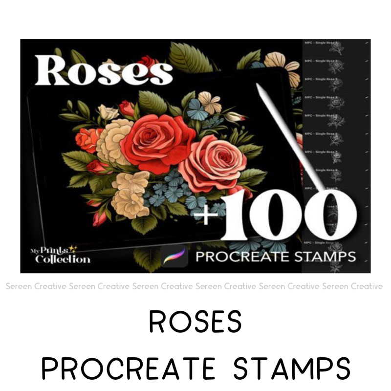 P675 Roses Stamps Procreate (Florals, flower, flowers, botanical ...