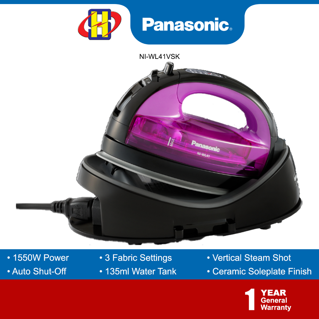 Panasonic Steam Iron 1550w Ceramic Soleplate Cordless Steam Iron Ni Wl41vsk Ni Wl41 Shopee