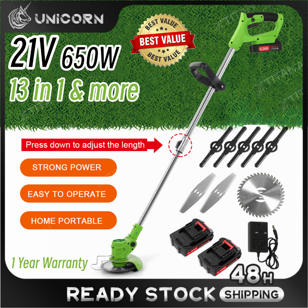 Xtitan 21v 6 Inch Cordless Mesin Rumput Bateri Grass Cutter Electric