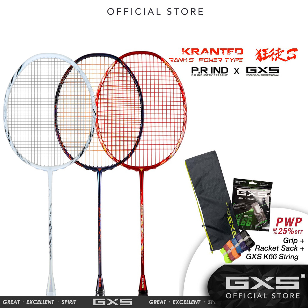 GXS Kranted S - Dark Purple/Red and White Badminton Racket Raquette ...