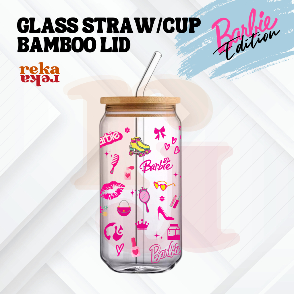 800Ml 2023 Barbie Party Pink Cup with Straw Kawaii Barbies Movie