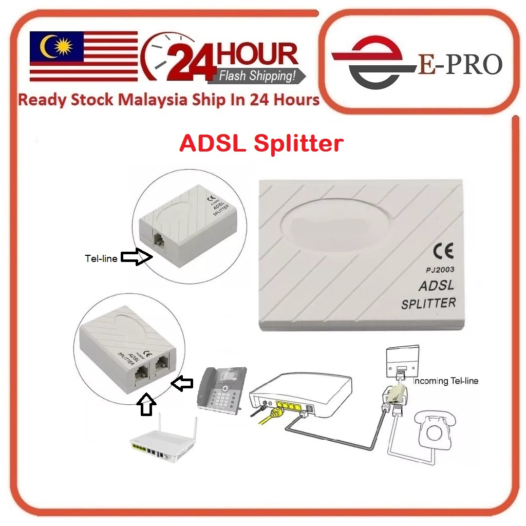RJ11 ADSL Micro Filter Splitter Adapter Splitter for Landline Telephone