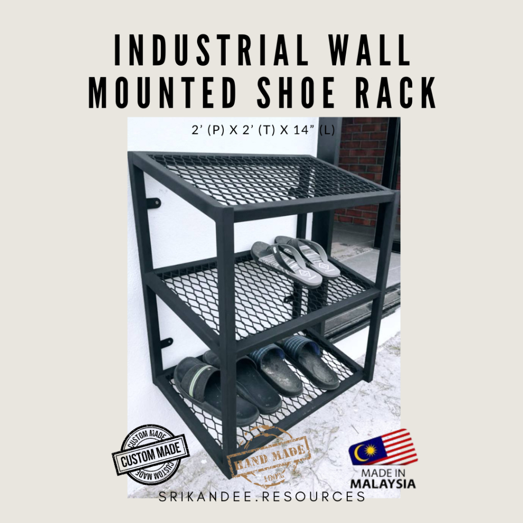 Rak kasut Besi Dinding | Industrial Furniture Wall Mounted Shoe Rack ...