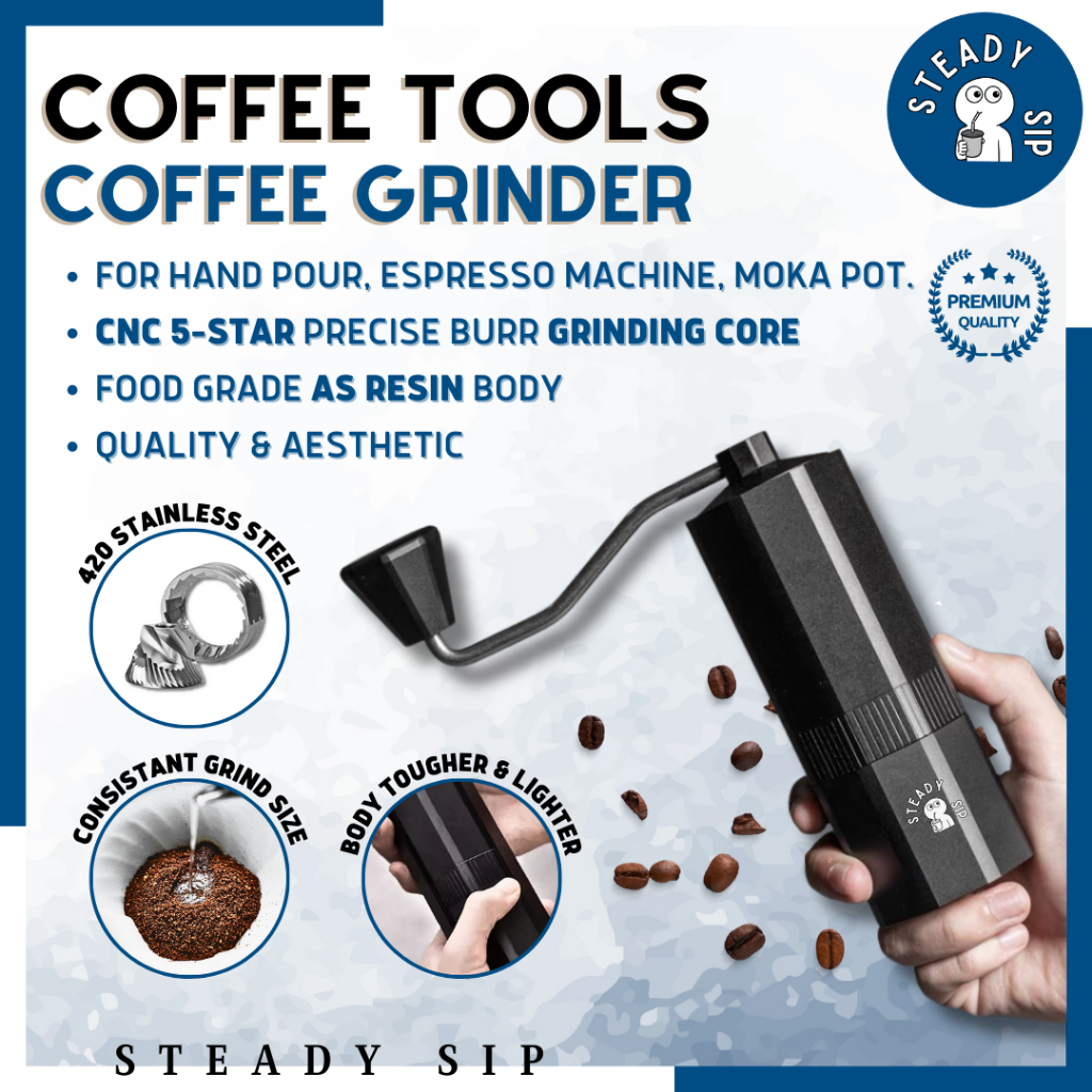 Steady Sip Manual Coffee Grinder Hand Coffee Grinder Camping Filter