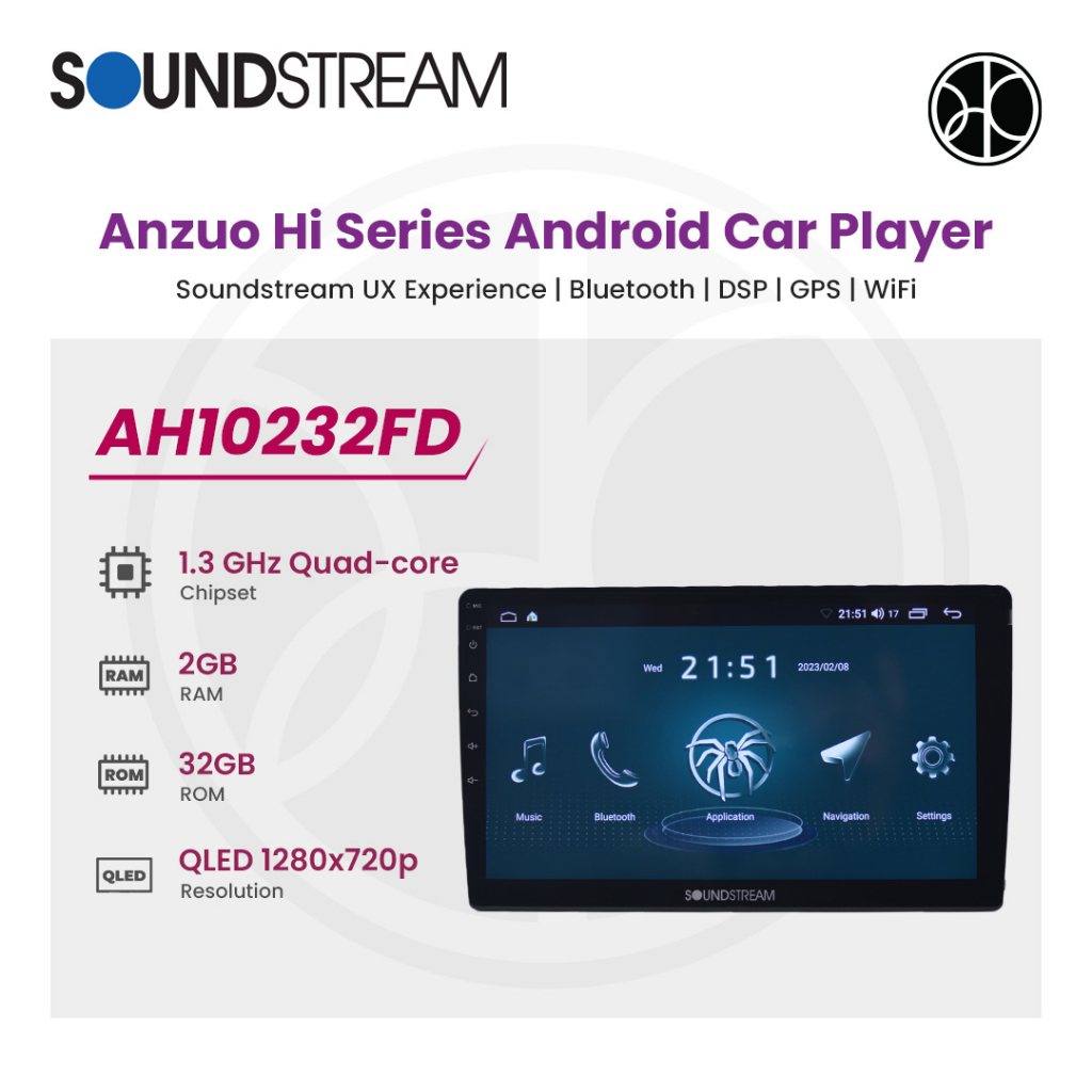 Soundstream Anzuo Hi Series Android Car Player QLED (2+32GB) Shopee