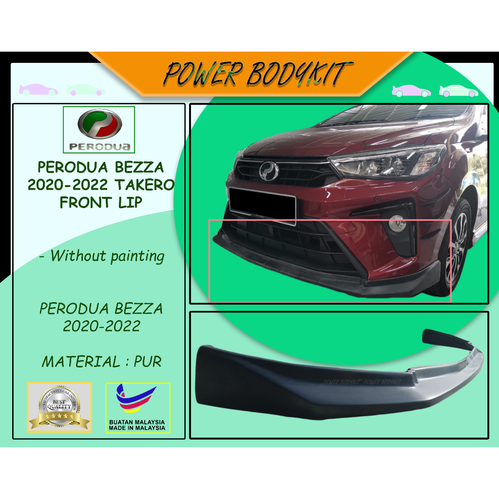 READY SYOCK Perodua Bezza 2020-2024 Takero Front Lip 2020 2021 2022 ...