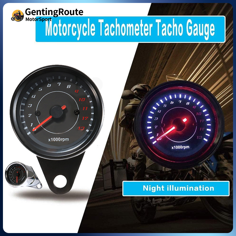 Universal Motorcycle LED Night Light Backlight Gauge Tacho Tachometer  13000RPM