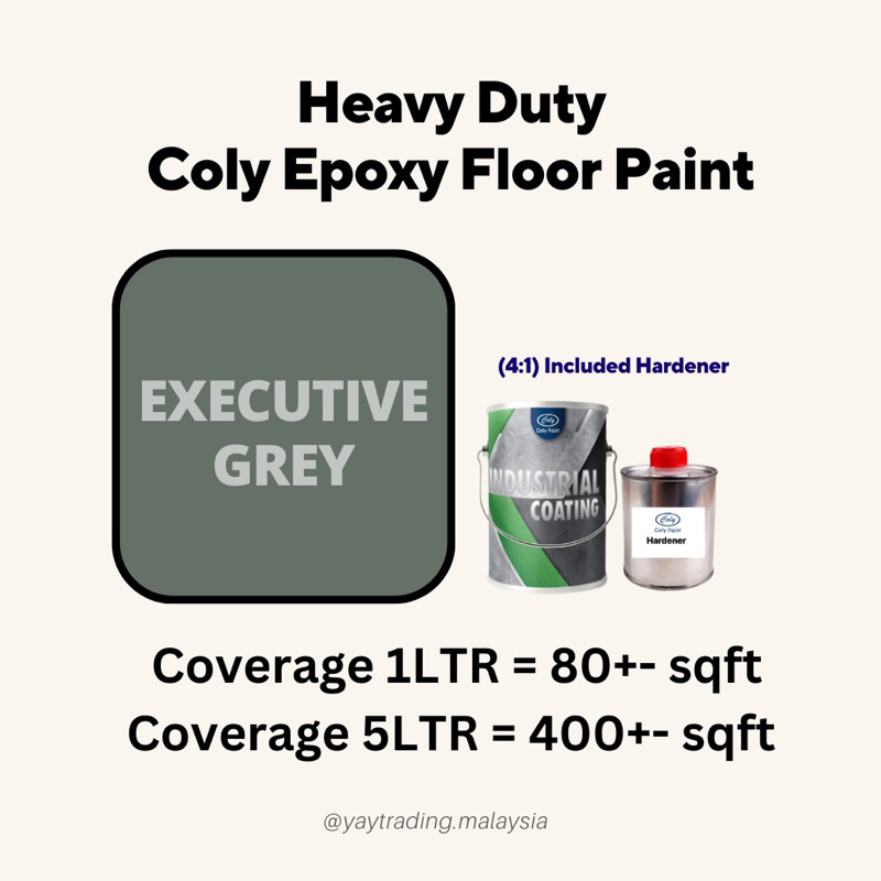 1L COLY EPOXY FLOOR PAINT Goss Executive Grey HEAVY DUTY & WATERPROOF ...