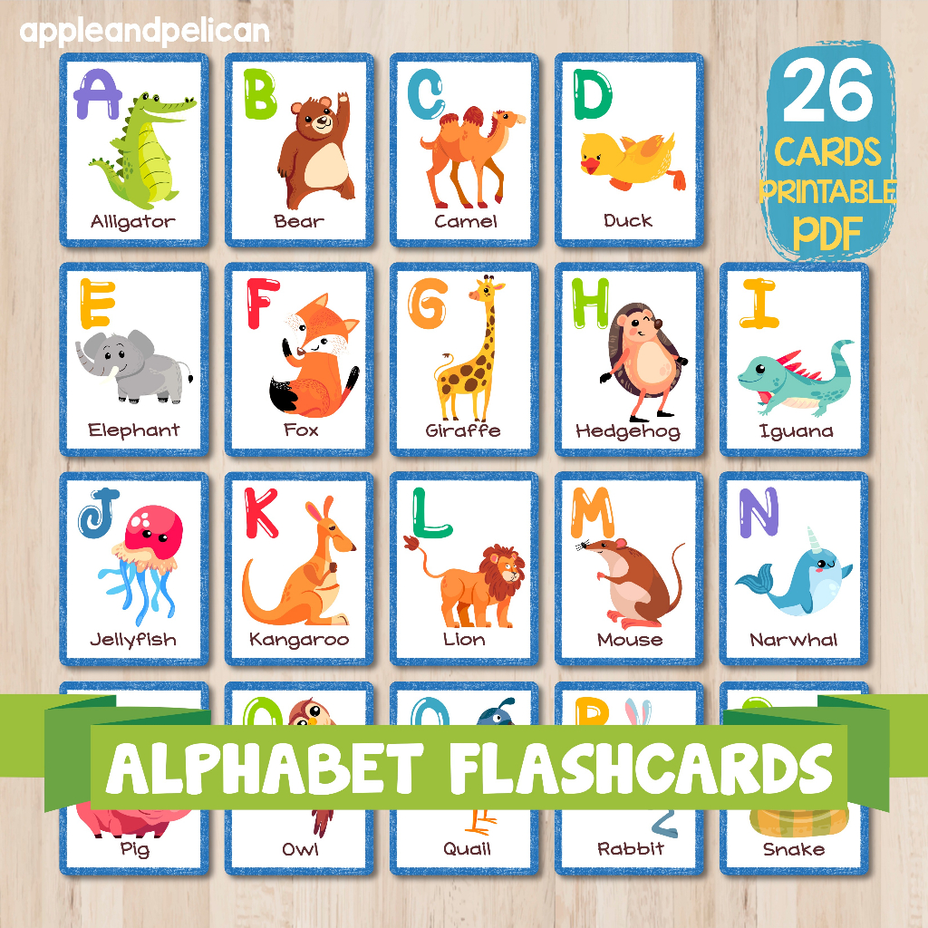 [softcopy] Alphabet Flashcards Montessori Learning, Toddler Animal Abc 