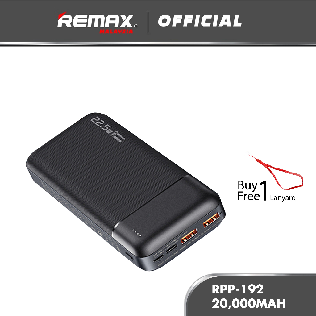 Remax RPP-192 22.5W PD+QC Powerbank Type-C Fast Charging 20000mAh PD ...