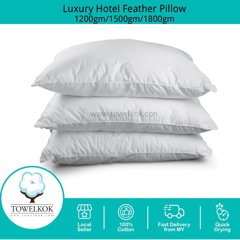 Luxury Hotel Pillow White Duck Down Feather Pillow / Bantal Shopee