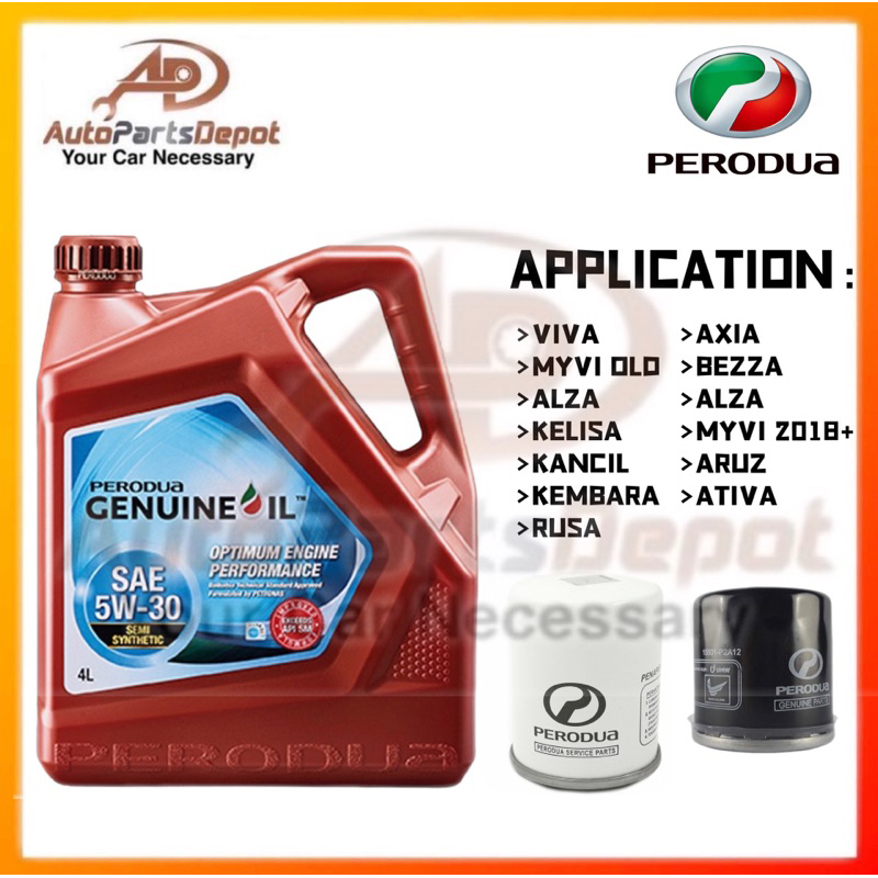 Perodua Semi Synthetic Engine Oil SAE 5W30 4L (FOC OIL FILTER) MYVI