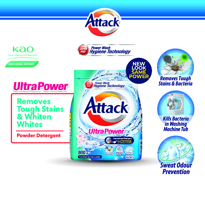 ATTACK Ultra Power Concentrate Detergent Powder (ATK) - 800g | Shopee ...