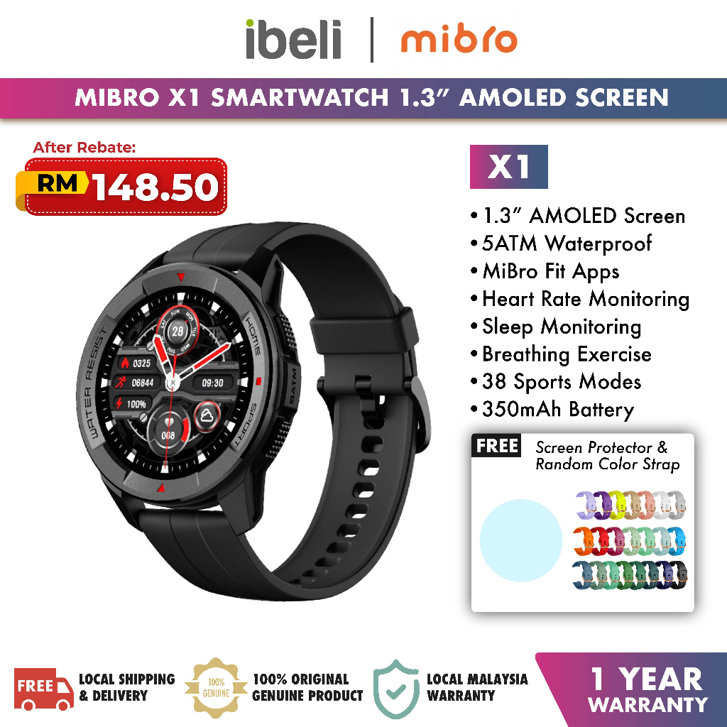 Xiaomi Mibro X1 Smartwatch Amoled HD Screen SpO2 Heart Rate Monitoring  Waterproof Smart Watch Call Reminder