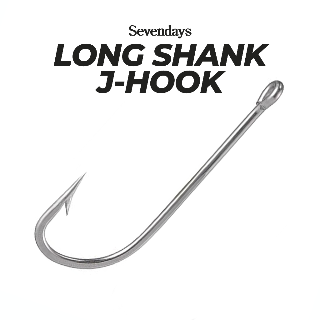 5pcs Long Shank J-Hook #1-#20 Fishing Tackle Mata Kail Panjang Pancing  Jigging Tenggiri Haruan Toman High Carbon Steel