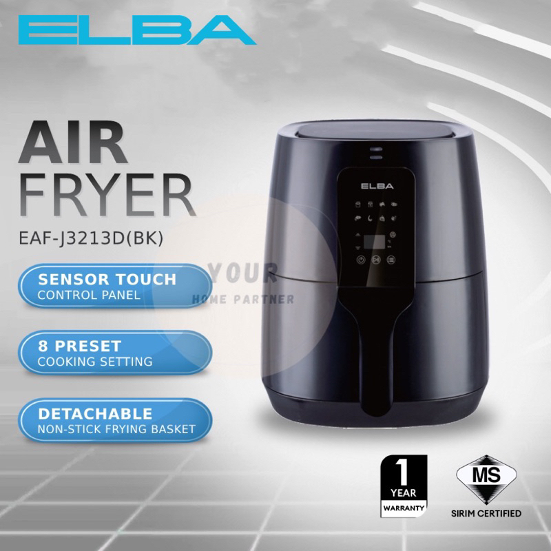 Elba Air Fryer With Led Display EAF J3213D BK 3.2L Shopee Malaysia