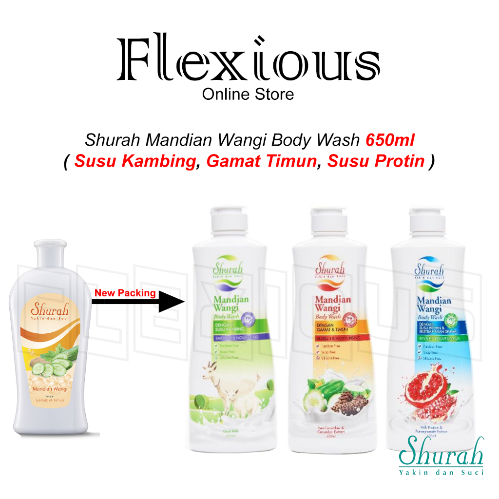 *SHURAH* Mandian Wangi Body Wash Shower Gel 650ml ( Susu Kambing