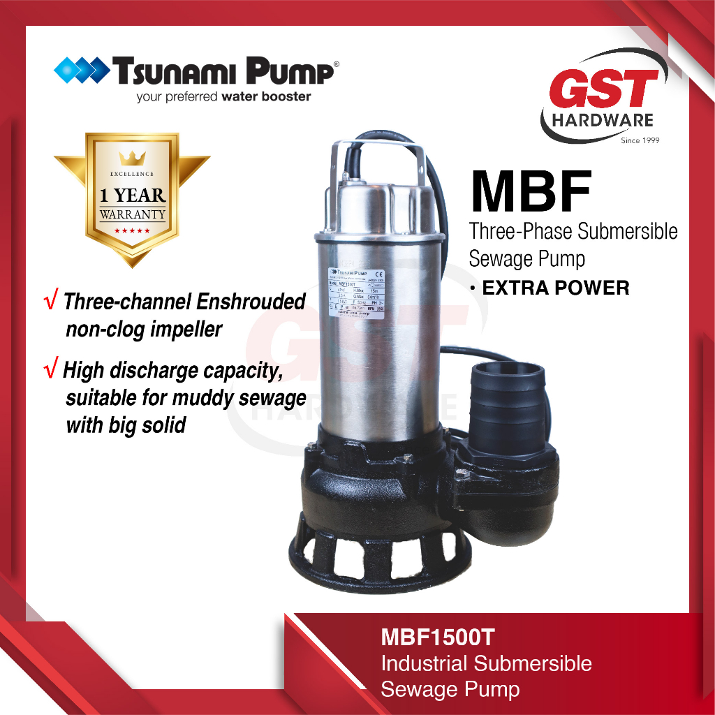 Tsunami Mbf Three Phase Submersible Sewage Pump Mbf1500t Shopee Malaysia 8783