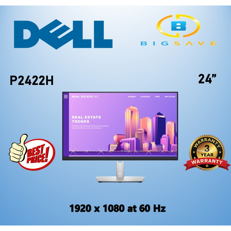 DELL 24" P2422H FULL HD IPS MONITOR WITH USB-C HUB | Shopee Malaysia