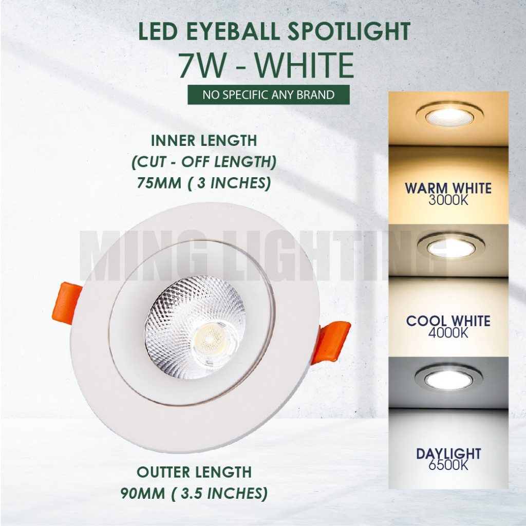 LED Eyeball 3W 7W Recessed Spotlight Downlight Home Lighting Room ...