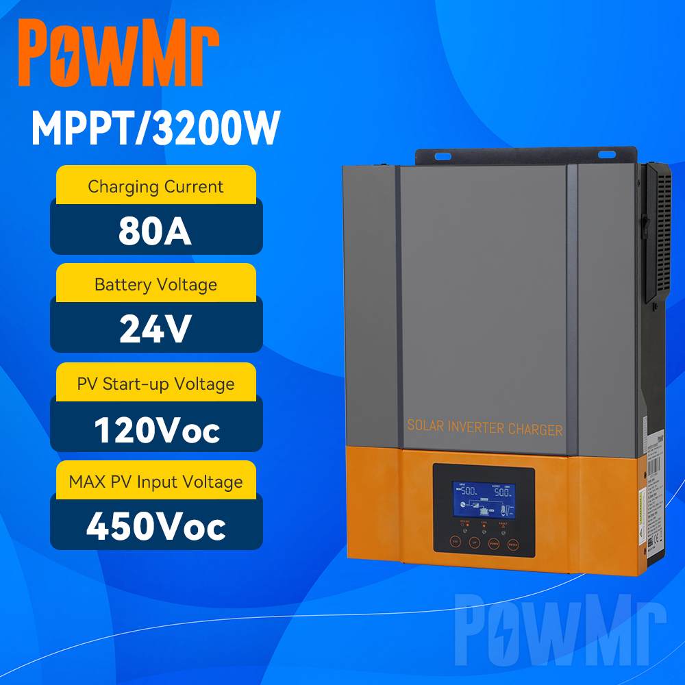 PowMr 3.2KW Hybrid Solar Inverter 230Vac PV Max 450Vdc Built In 80A ...