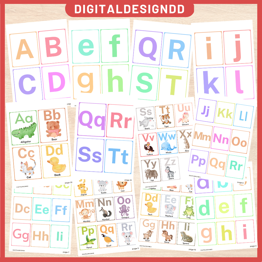 PDF ABC Alphabet Digital Flash Cards for baby toodler preschool Flash ...