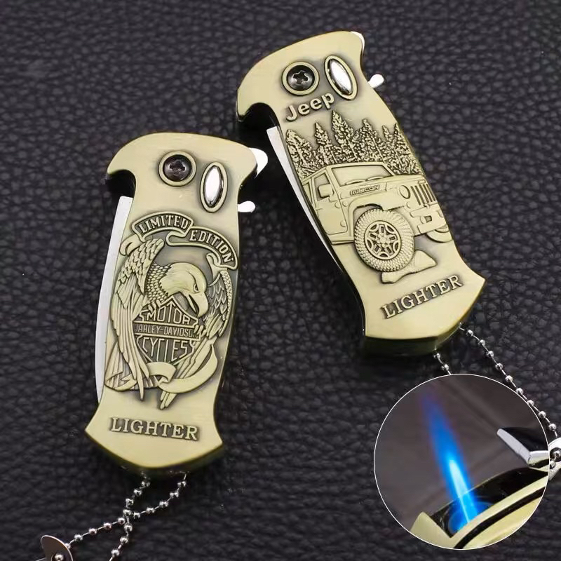 Promo🔥Jet Flame Lighter With Pocket Knife(Api TajamKnife No Sharp