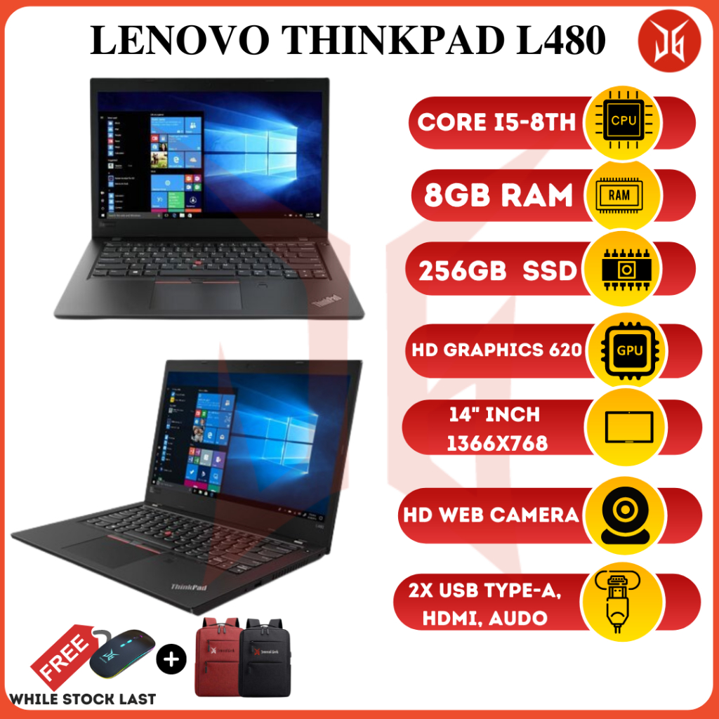 Lenovo ThinkPad L480 14'' I5-8350U 8GB RAM 256GB SSD - Usato Con Windows 11 Pro