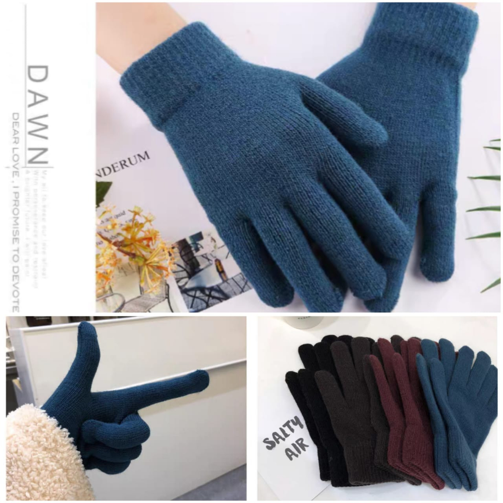 Basic Thicken Winter Warm Thermal Wrist Warmer Full Fingered Gloves ...