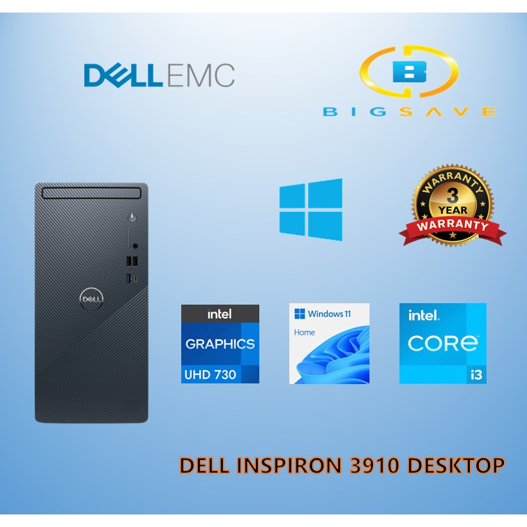 DELL INSPIRON 3910 DESKTOP (i3-12100/8GB DDR4/256SSD/INTEL UHD/OPI/W11H) |  Shopee Malaysia