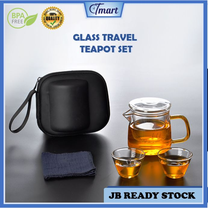 Portable Glass Travel Teapot Set Couple Tea Set Travel Tea Set Flower Tea Set Glass Set Teko