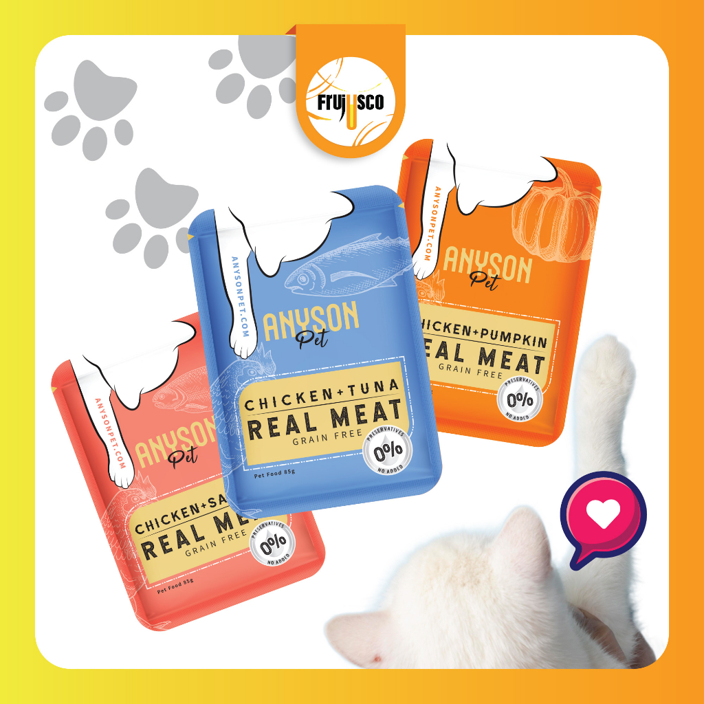 [1 Pouch] Cat Food Pouch Real Meat Chicken + Pumpkin / Tuna