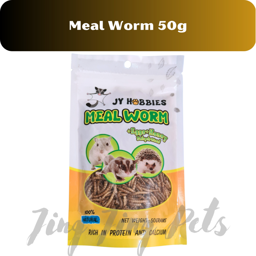 JY Hobbies Dry Meal Worm Sugar Glider Hamster Hedgehog Food Treats 50g