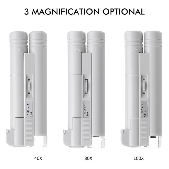 100X/80X/40X Portable Microscope Loupe Reading Magnifier Lens ...