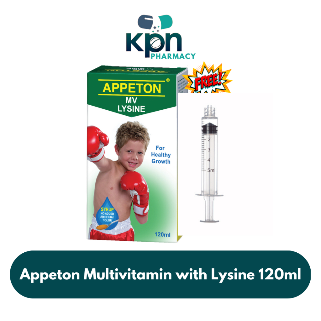 APPETON Multivitamin Lysine 120 ml Syrup with 10ml syringe Appetite ...