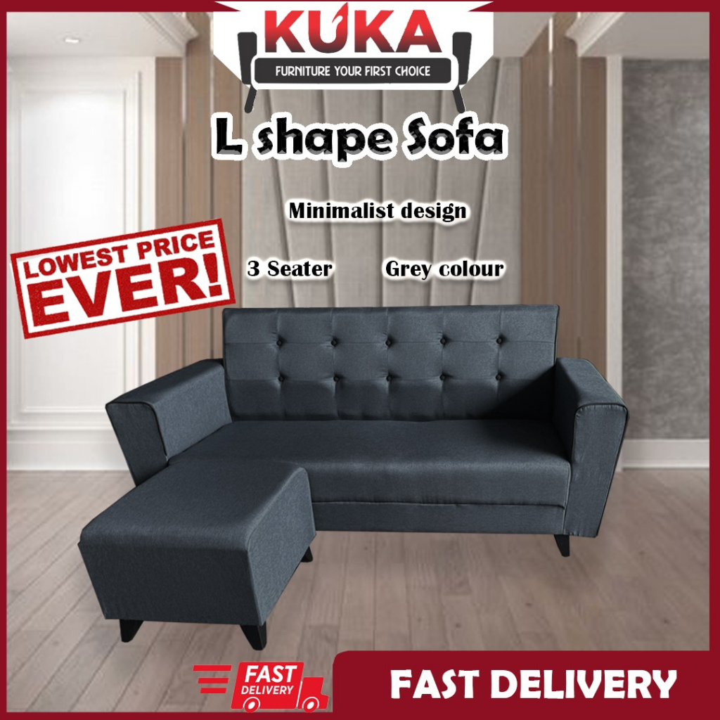 [READY STOCK] L Shape Sofa + Coffee Table 3 Seater Sofa + Stool