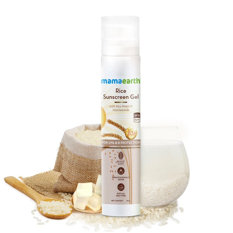 Mamaearth Rice Sunscreen Gel with Rice Water & Niacinamide for UVA