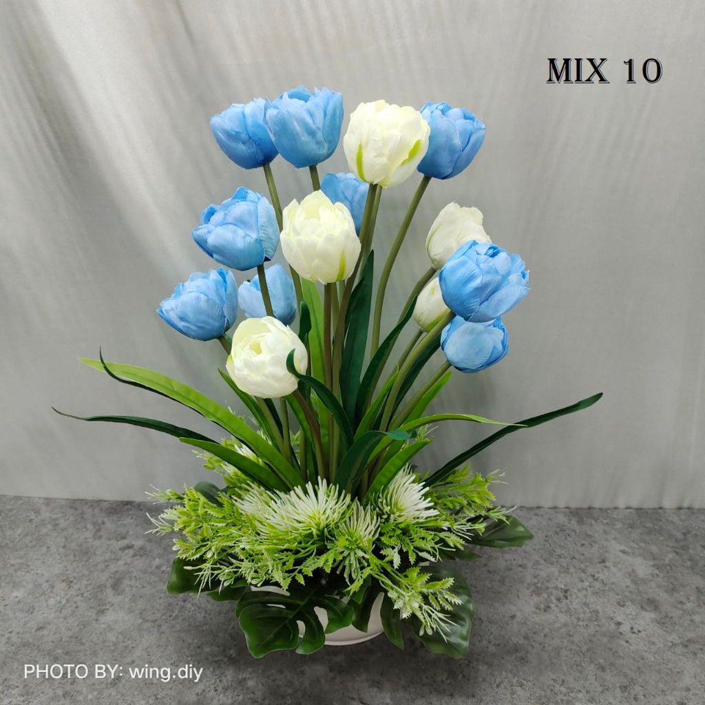 ARTIFICIAL TULIP FLOWER SET WITH MELAMINE POT / TULIPS / GUBAHAN SIAP ...